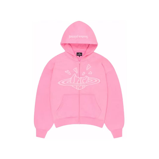 Broken Planet Zip Up Hoodie - Candy Pink