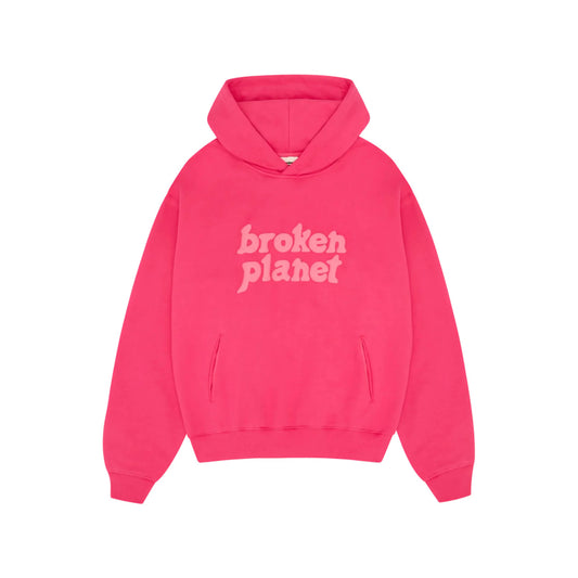 Broken Planet Monochrome Hoodie - Fuchsia Pink