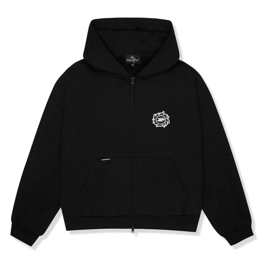 Broken Planet Sun Zip-Up Hoodie - Midnight Black