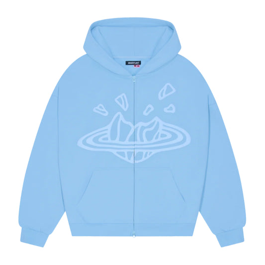 Broken Planet Zip Up Hoodie - Sky Blue
