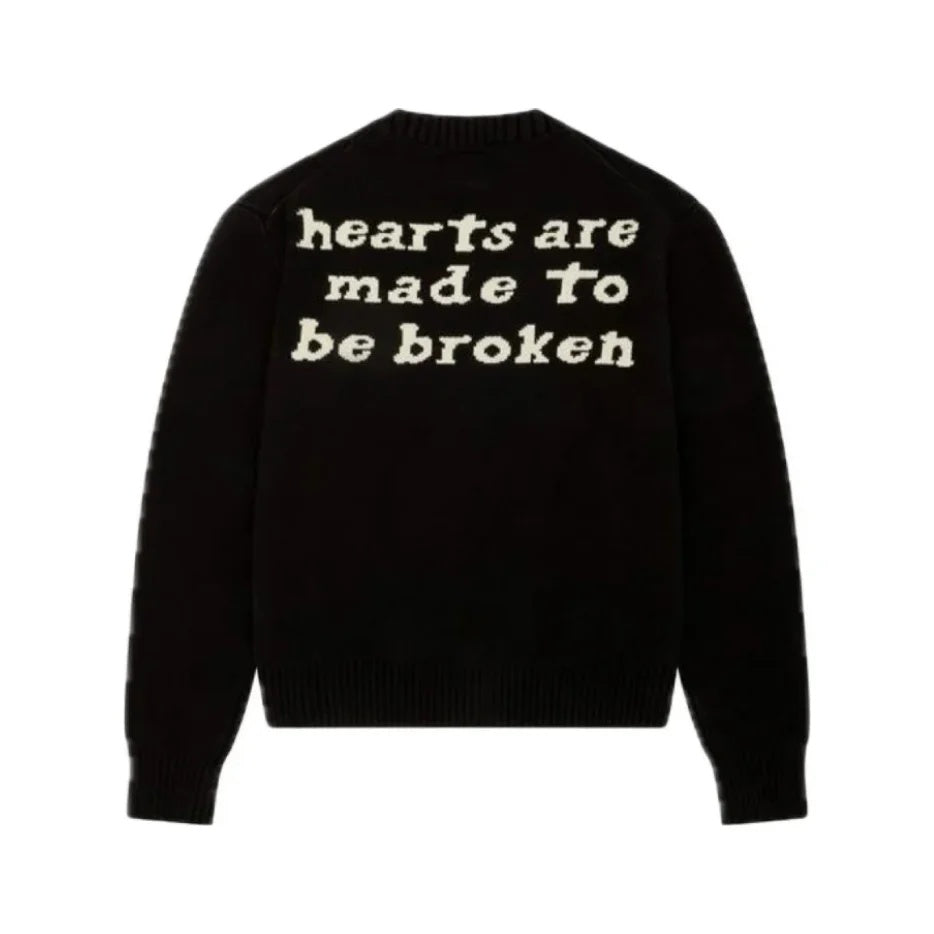 Broken Planet Hearts Are Made To Be Broken Knit Sweater - Midnight Black