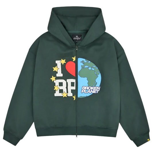 Broken Planet My Planet Zip Up Hoodie - Emerald Green
