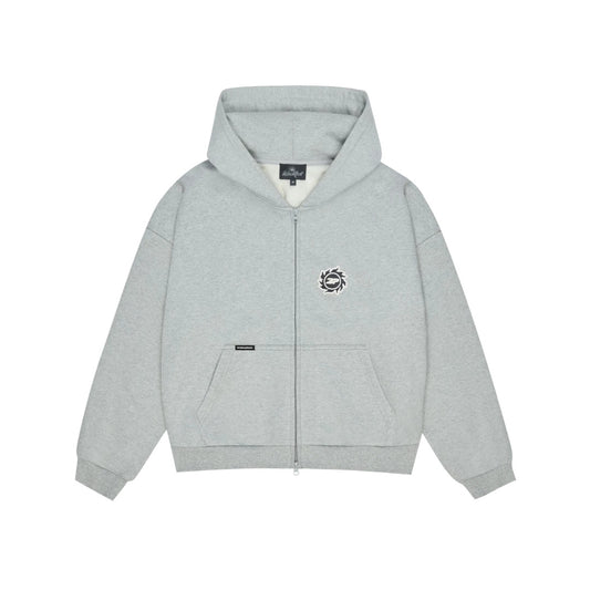 Broken Planet Sun Zip-Up Hoodie - Heather Grey