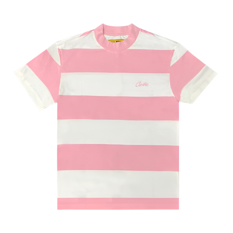 Corteiz Allstarz Striped Tee 'White/Pink'