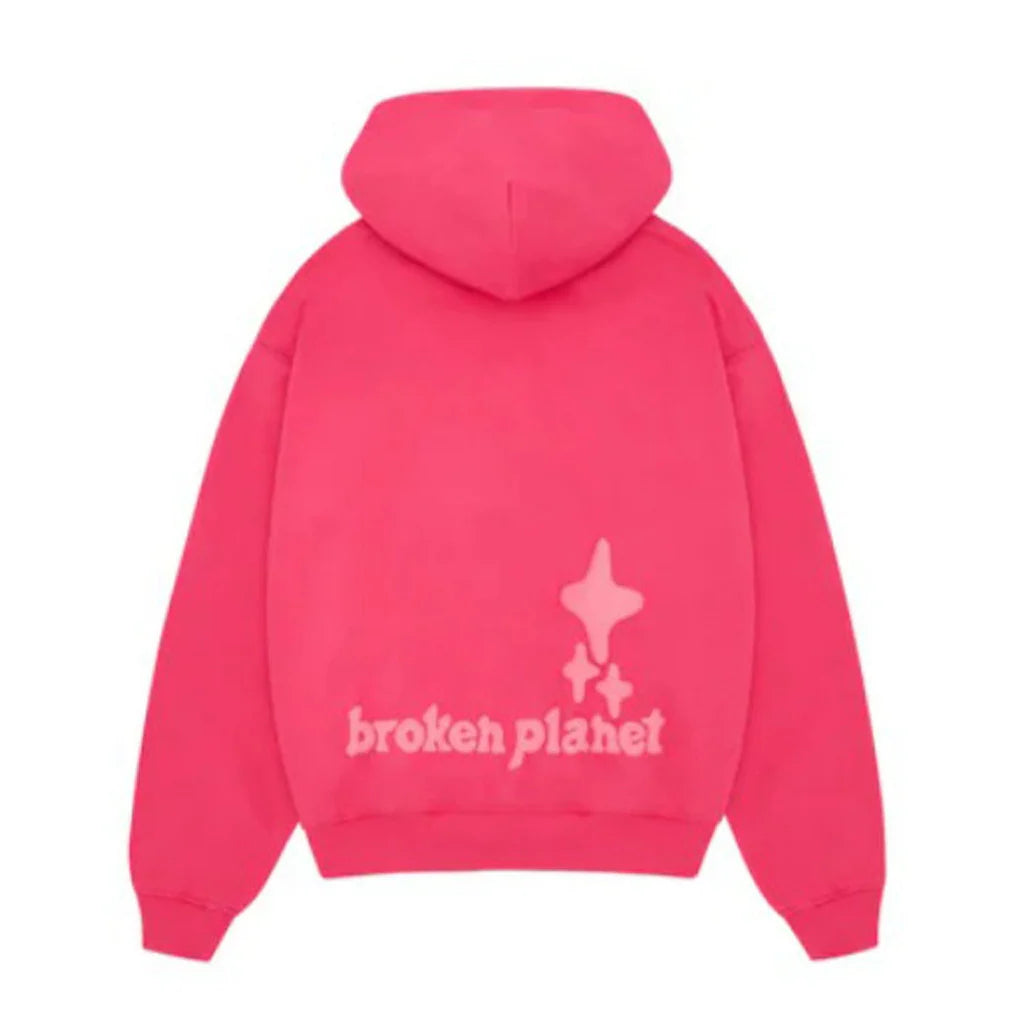 Broken Planet Monochrome Hoodie - Fuchsia Pink