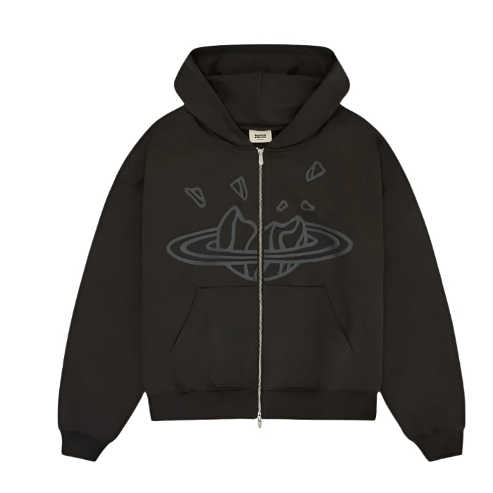 Broken Planet Market Zip-Up Hoodie - Soot Black