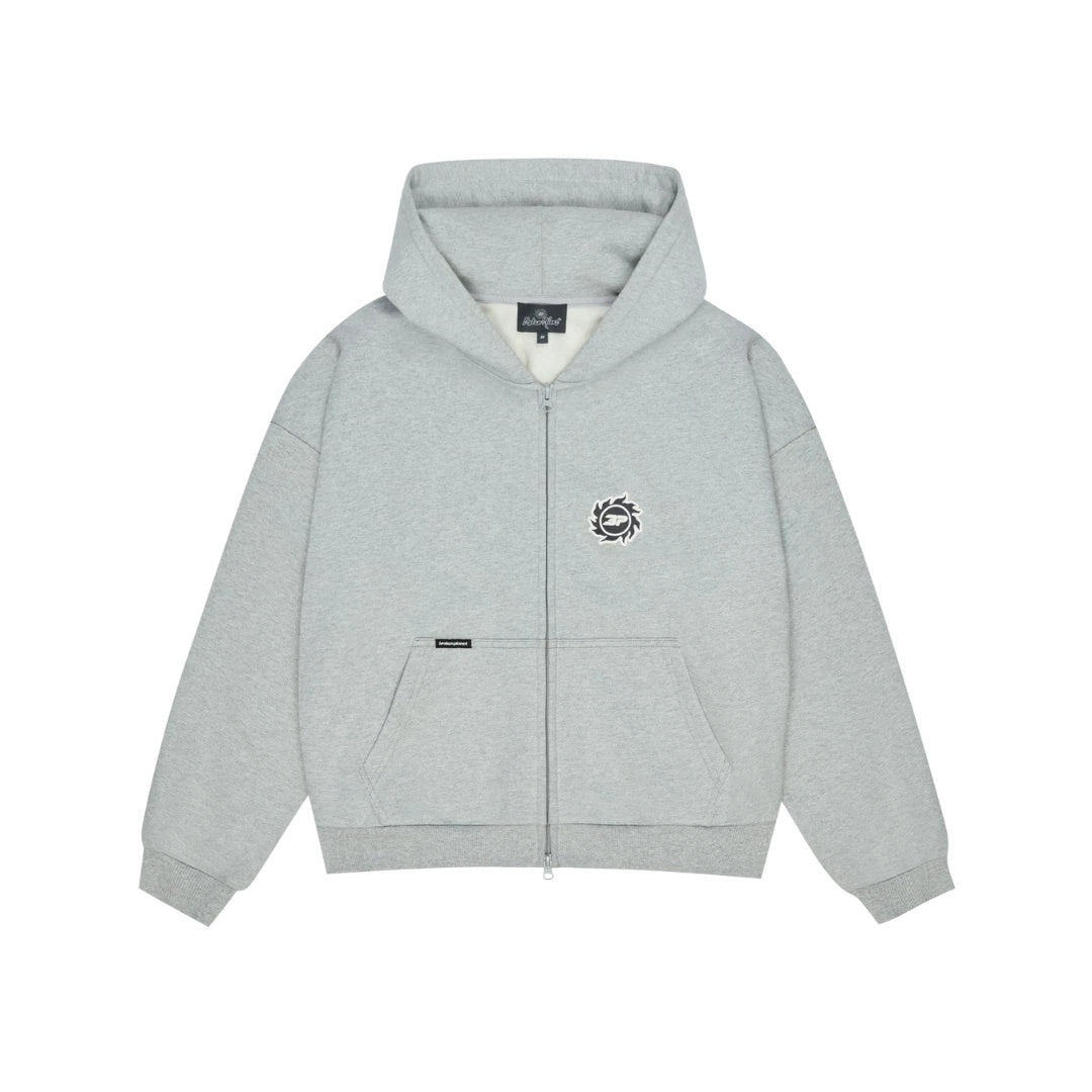 Broken Planet Sun Zip-Up Hoodie - Heather Grey