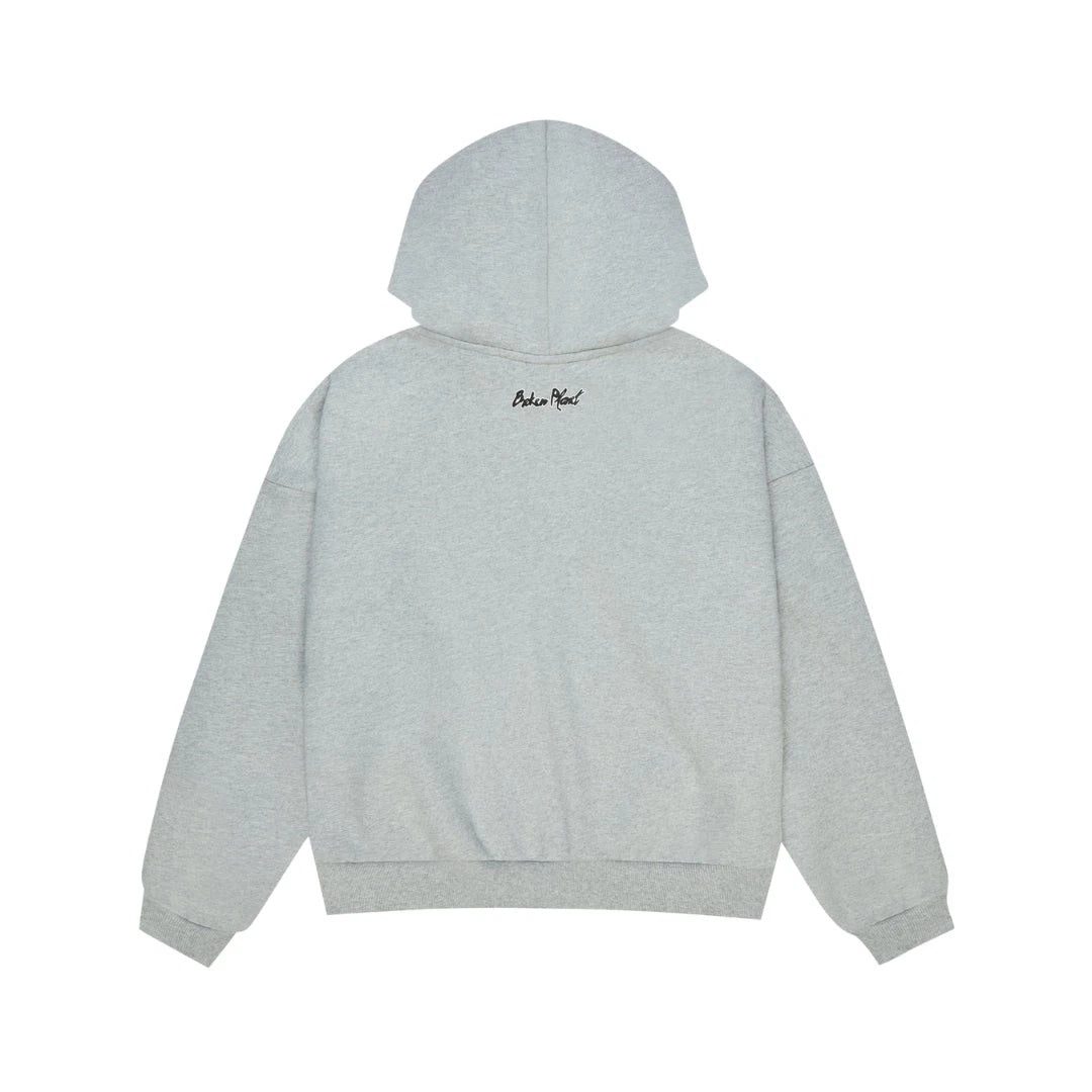 Broken Planet Sun Zip-Up Hoodie - Heather Grey