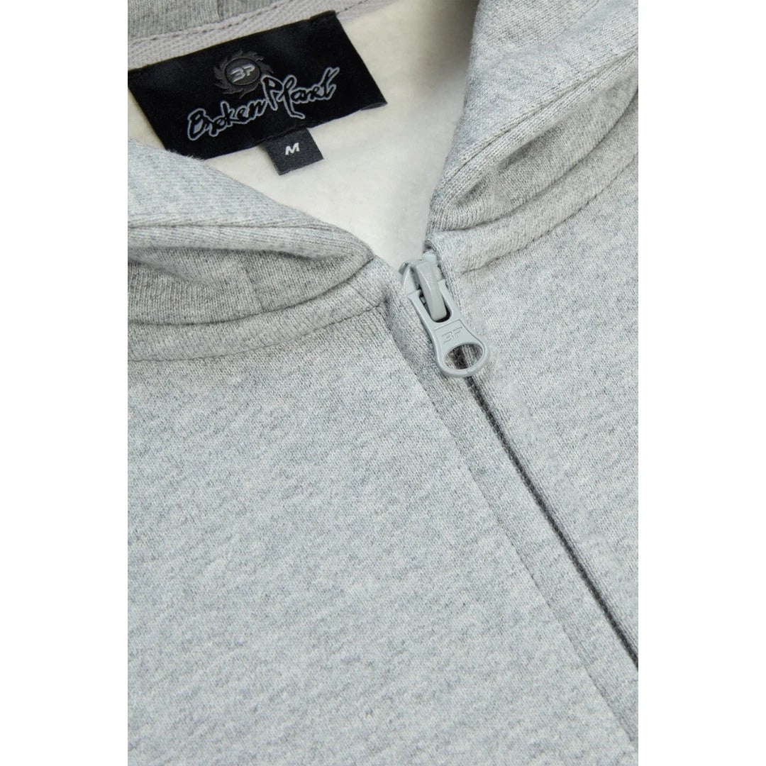Broken Planet Sun Zip-Up Hoodie - Heather Grey